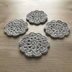 100% Recycled Cotton Crochet Grey Coasters - Set of 4