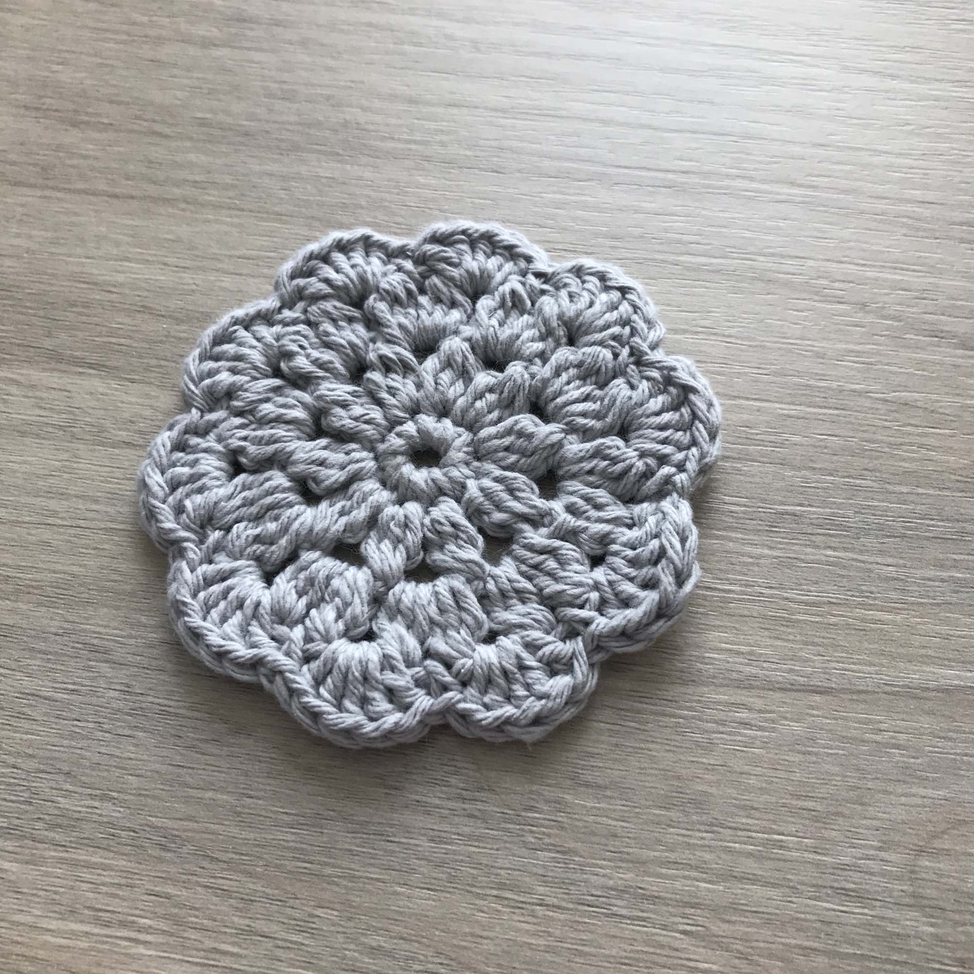 100% Recycled Cotton Crochet Grey Coasters - Set of 4