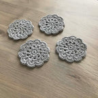 100% Recycled Cotton Crochet Grey Coasters - Set of 4