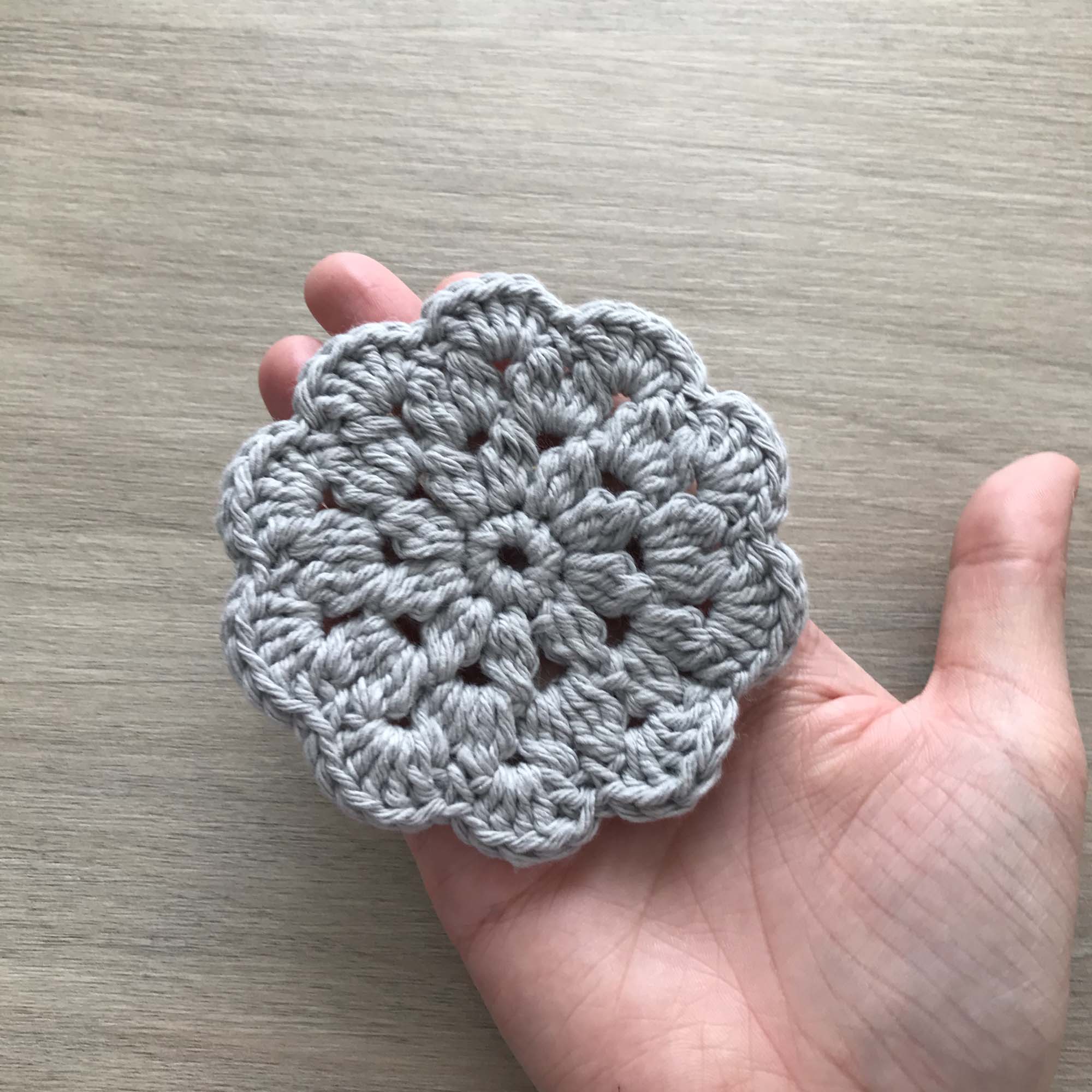 100% Recycled Cotton Crochet Grey Coasters - Set of 4
