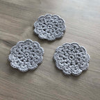 100% Recycled Cotton Crochet Grey Coasters - Set of 4