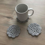 100% Recycled Cotton Crochet Grey Coasters - Set of 4