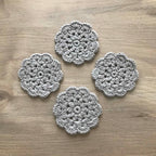 100% Recycled Cotton Crochet Grey Coasters - Set of 4