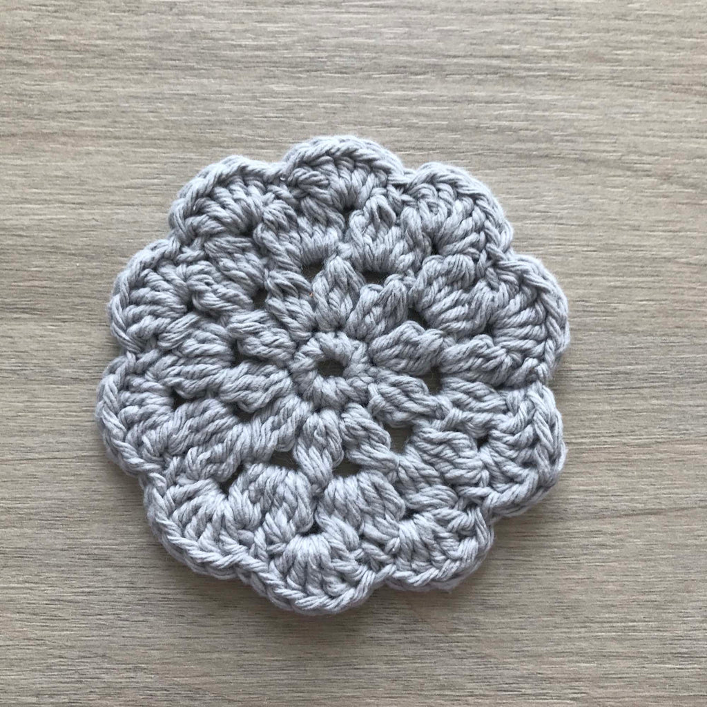 100% Recycled Cotton Crochet Grey Coasters - Set of 4