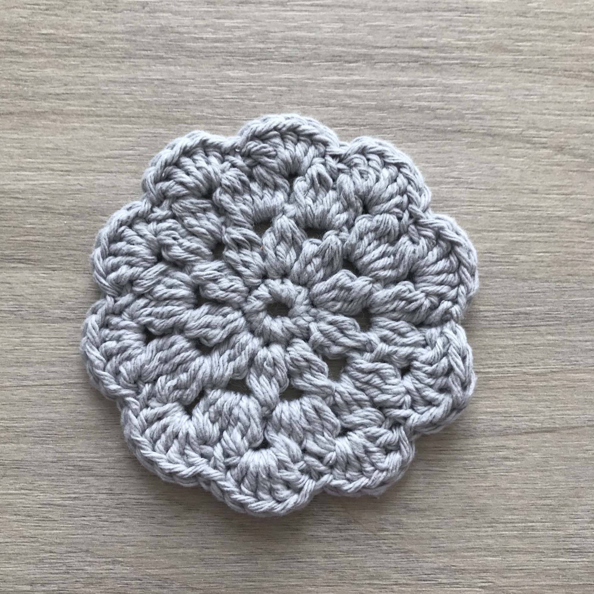100% Recycled Cotton Crochet Grey Coasters - Set of 4