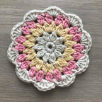 100% Organic Cotton Crochet Coaster - Cream, Yellow, Pink & Cream