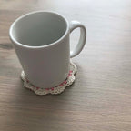 100% Organic Cotton Crochet Coaster - Cream, Yellow, Pink & Cream