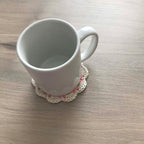 100% Organic Cotton Crochet Coaster - Cream, Yellow, Pink & Cream