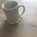 100% Organic Cotton Crochet Coaster - Cream, Pink, Yellow & Cream