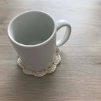 100% Organic Cotton Crochet Coaster - Cream, Pink, Yellow & Cream