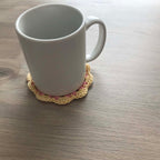 100% Organic Cotton Crochet Coaster - Pink, Yellow, Pink & Yellow