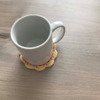 100% Organic Cotton Crochet Coaster - Pink, Yellow, Pink & Yellow