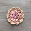 100% Organic Cotton Crochet Coaster - Pink, Yellow, Pink & Yellow