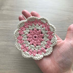100% Organic Cotton Crochet Coaster - Pink, Cream, Pink & Cream