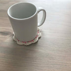 100% Organic Cotton Crochet Coaster - Pink, Cream, Pink & Cream