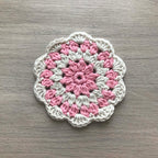 100% Organic Cotton Crochet Coaster - Pink, Cream, Pink & Cream