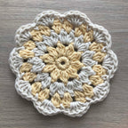 100% Organic Cotton Crochet Coaster - Yellow, Cream, Yellow & Cream