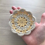 100% Organic Cotton Crochet Coaster - Yellow, Cream, Yellow & Cream