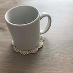 100% Organic Cotton Crochet Coaster - Yellow, Cream, Yellow & Cream