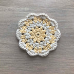 100% Organic Cotton Crochet Coaster - Yellow, Cream, Yellow & Cream