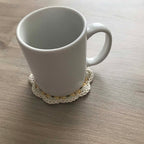 100% Organic Cotton Crochet Coaster - Pink, Cream, Yellow & Cream