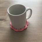 100% Organic Cotton Crochet Coaster - Cream, Pink, Cream & Pink