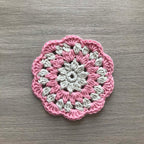 100% Organic Cotton Crochet Coaster - Cream, Pink, Cream & Pink