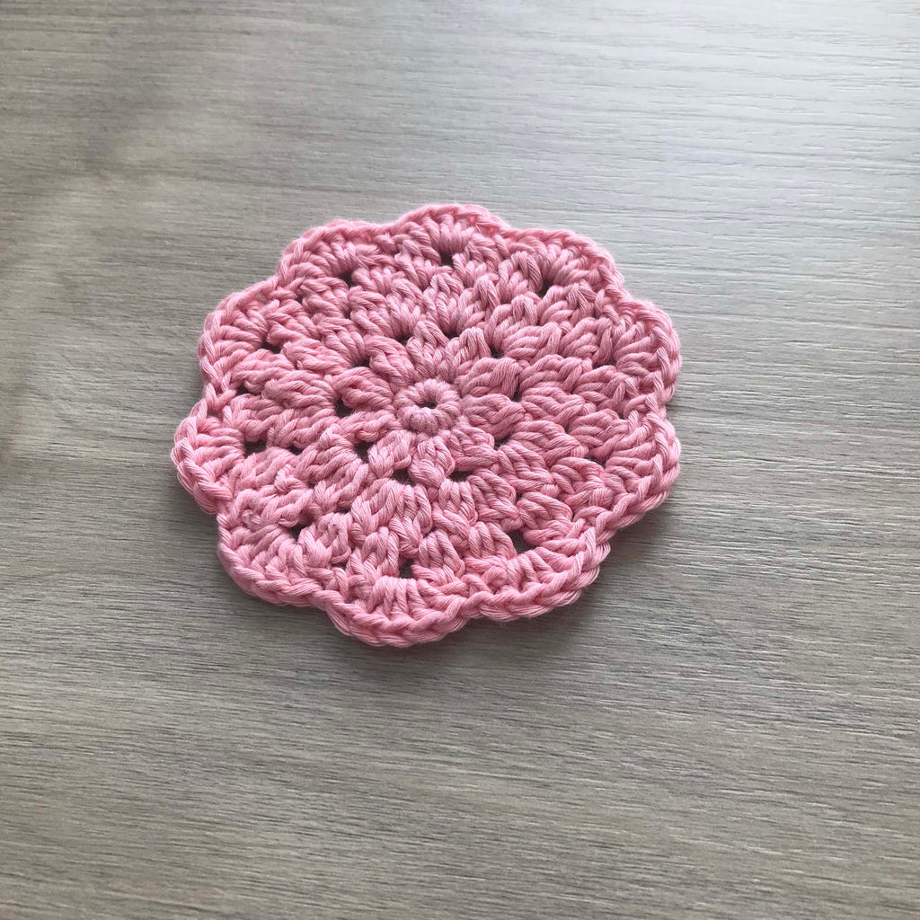 100% Organic Cotton Crochet Coaster - Pink