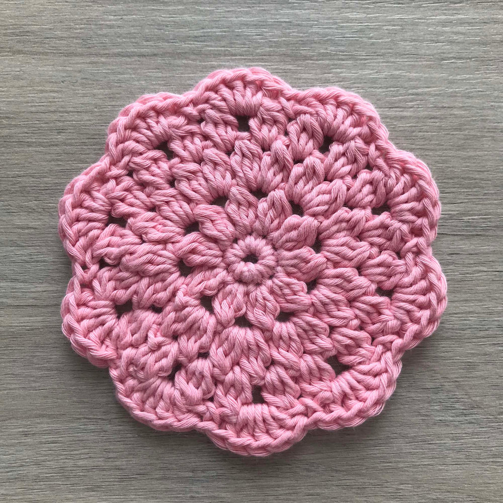 100% Organic Cotton Crochet Coaster - Pink