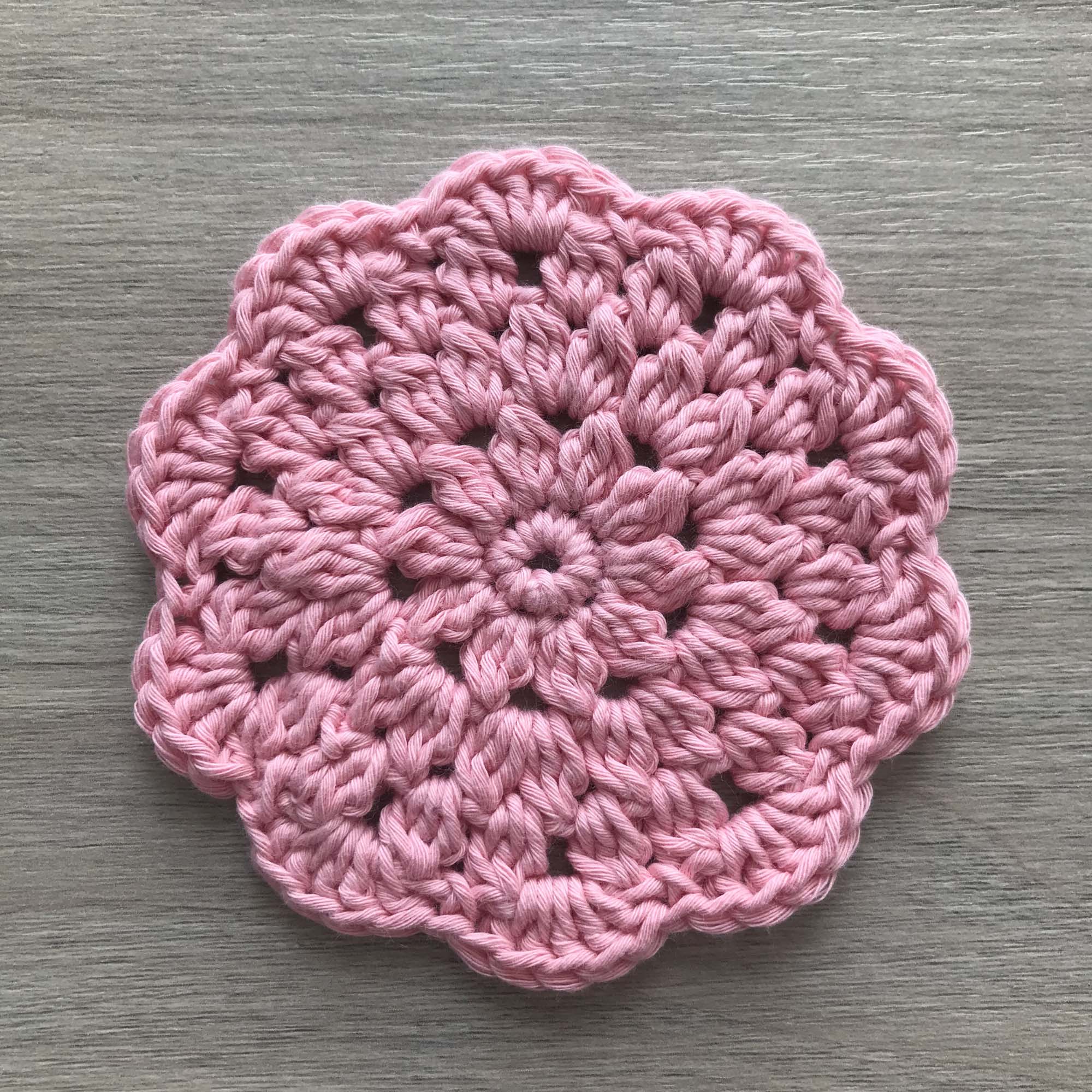100% Organic Cotton Crochet Coaster - Pink