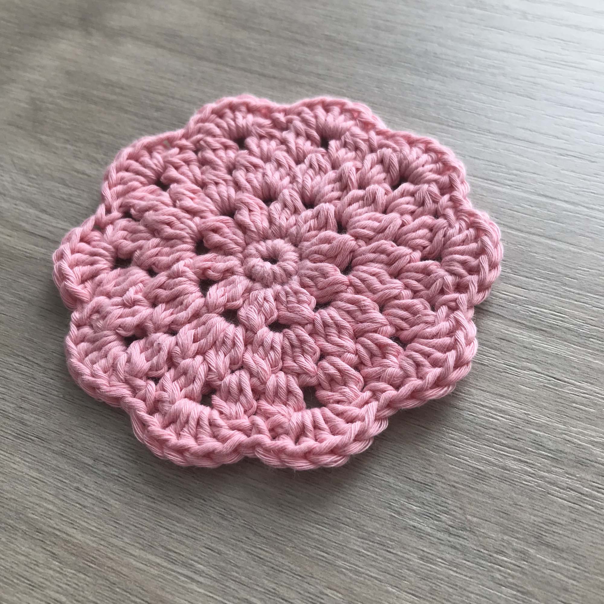 100% Organic Cotton Crochet Coaster - Pink