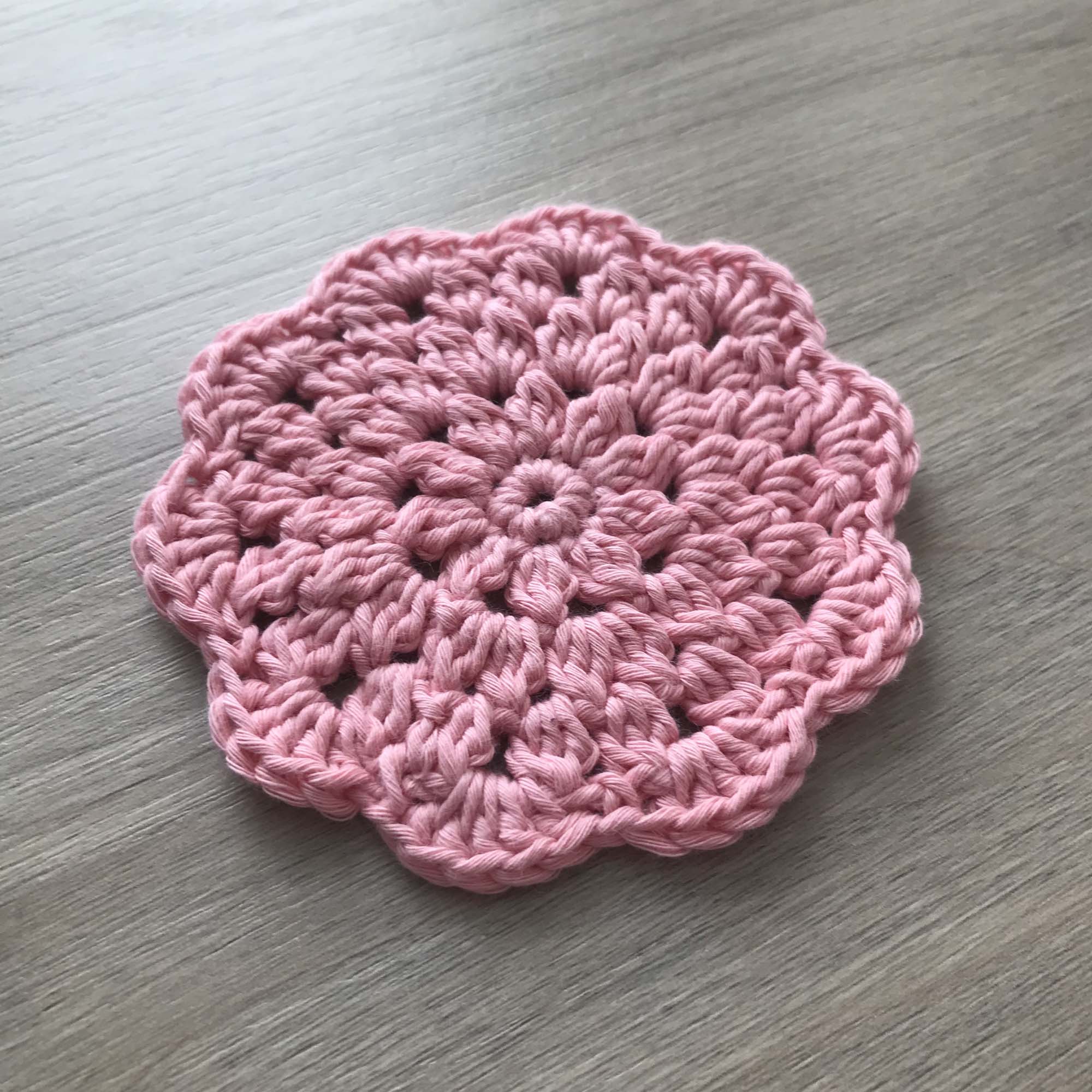 100% Organic Cotton Crochet Coaster - Pink