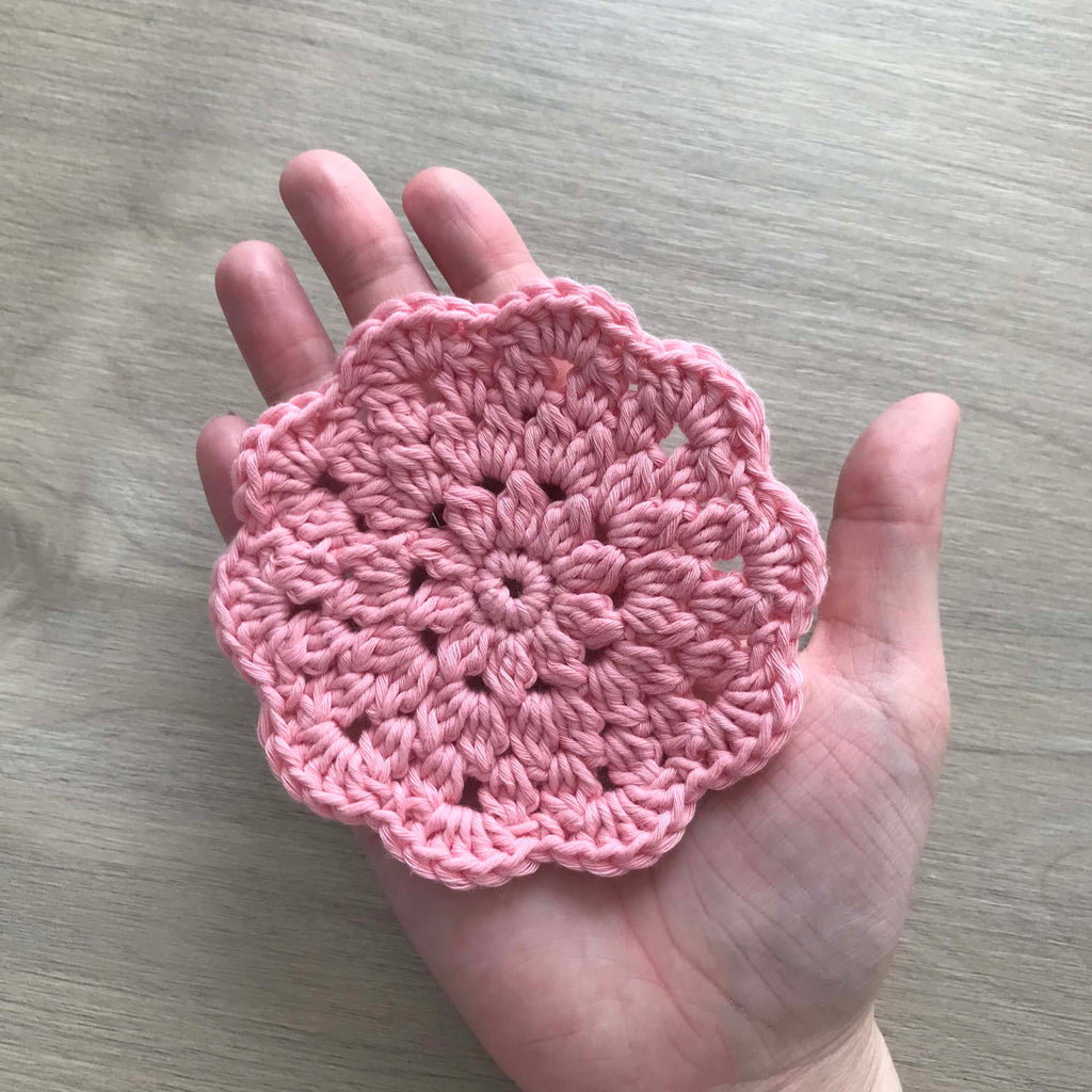 100% Organic Cotton Crochet Coaster - Pink