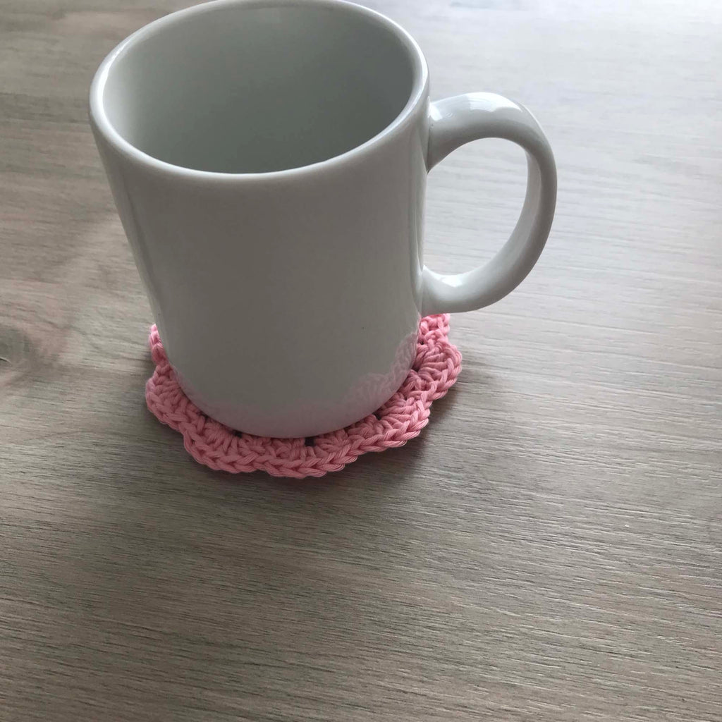 100% Organic Cotton Crochet Coaster - Pink