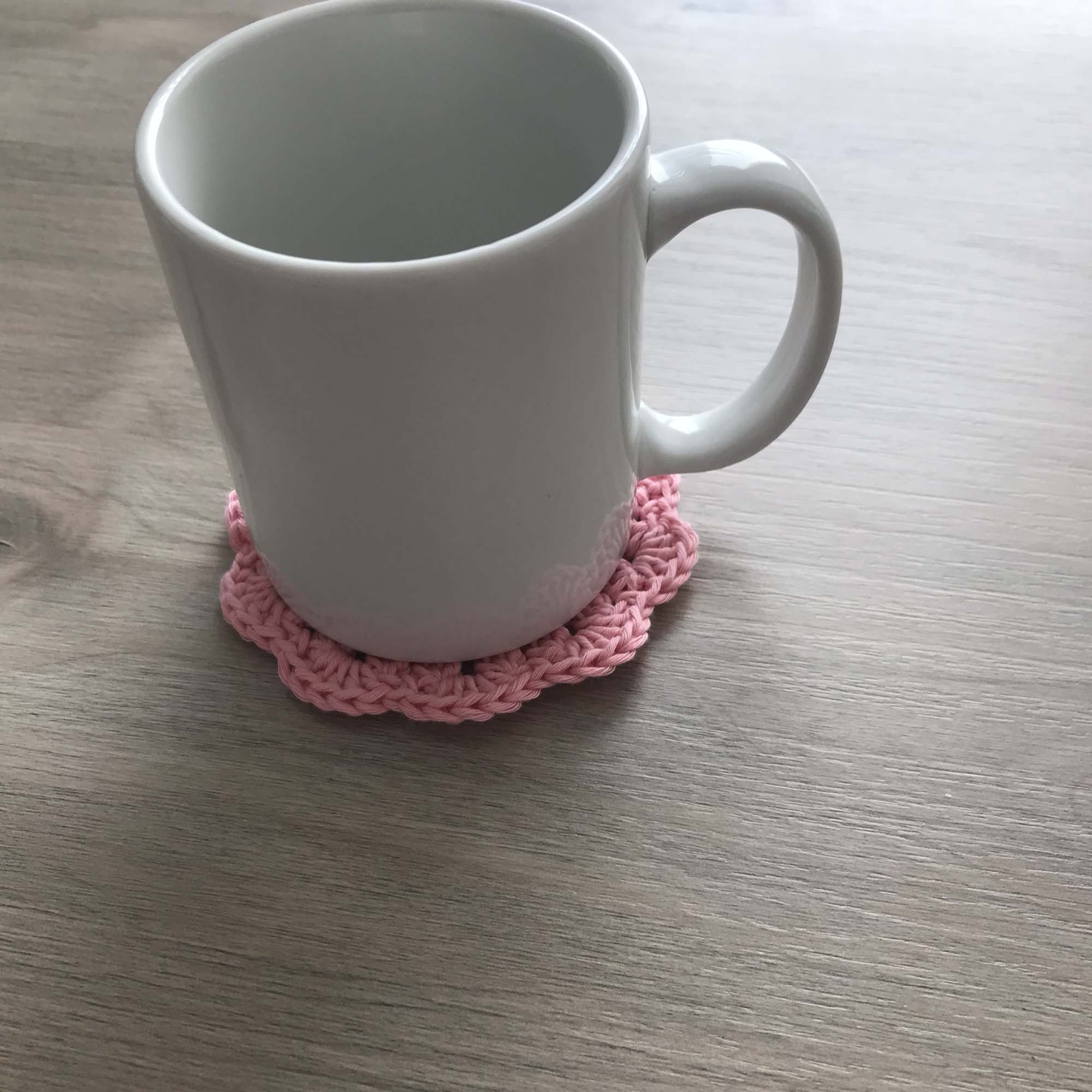 100% Organic Cotton Crochet Coaster - Pink