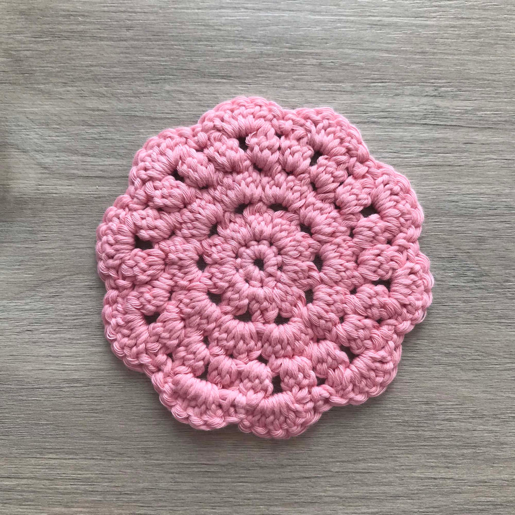 100% Organic Cotton Crochet Coaster - Pink