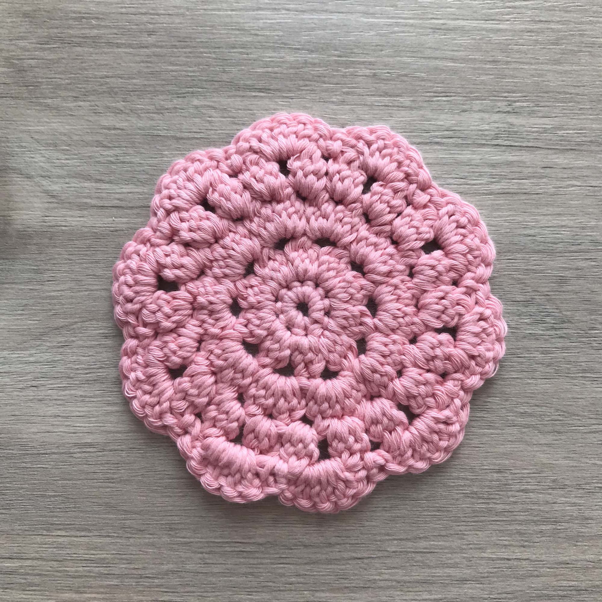 100% Organic Cotton Crochet Coaster - Pink