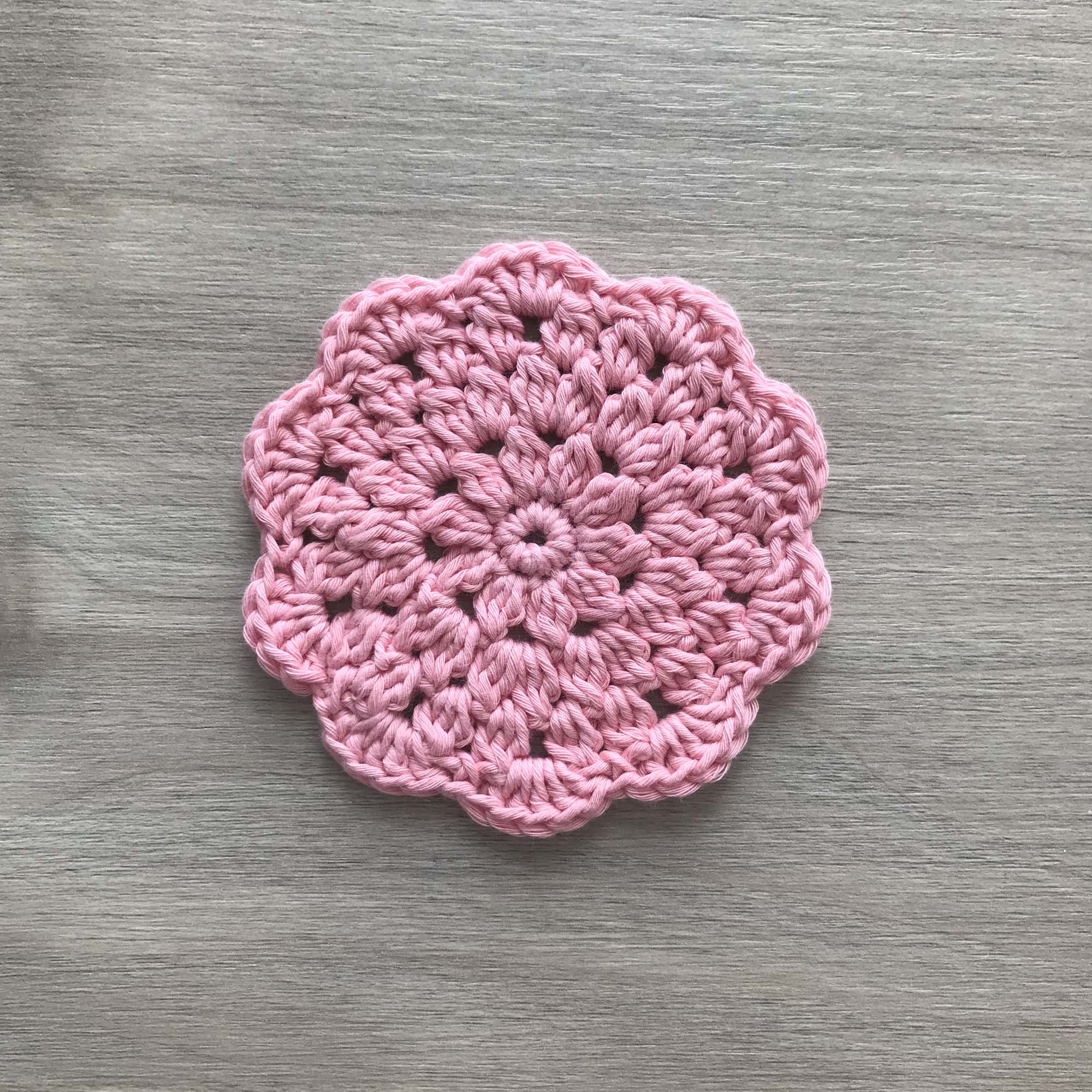 100% Organic Cotton Crochet Coaster - Pink