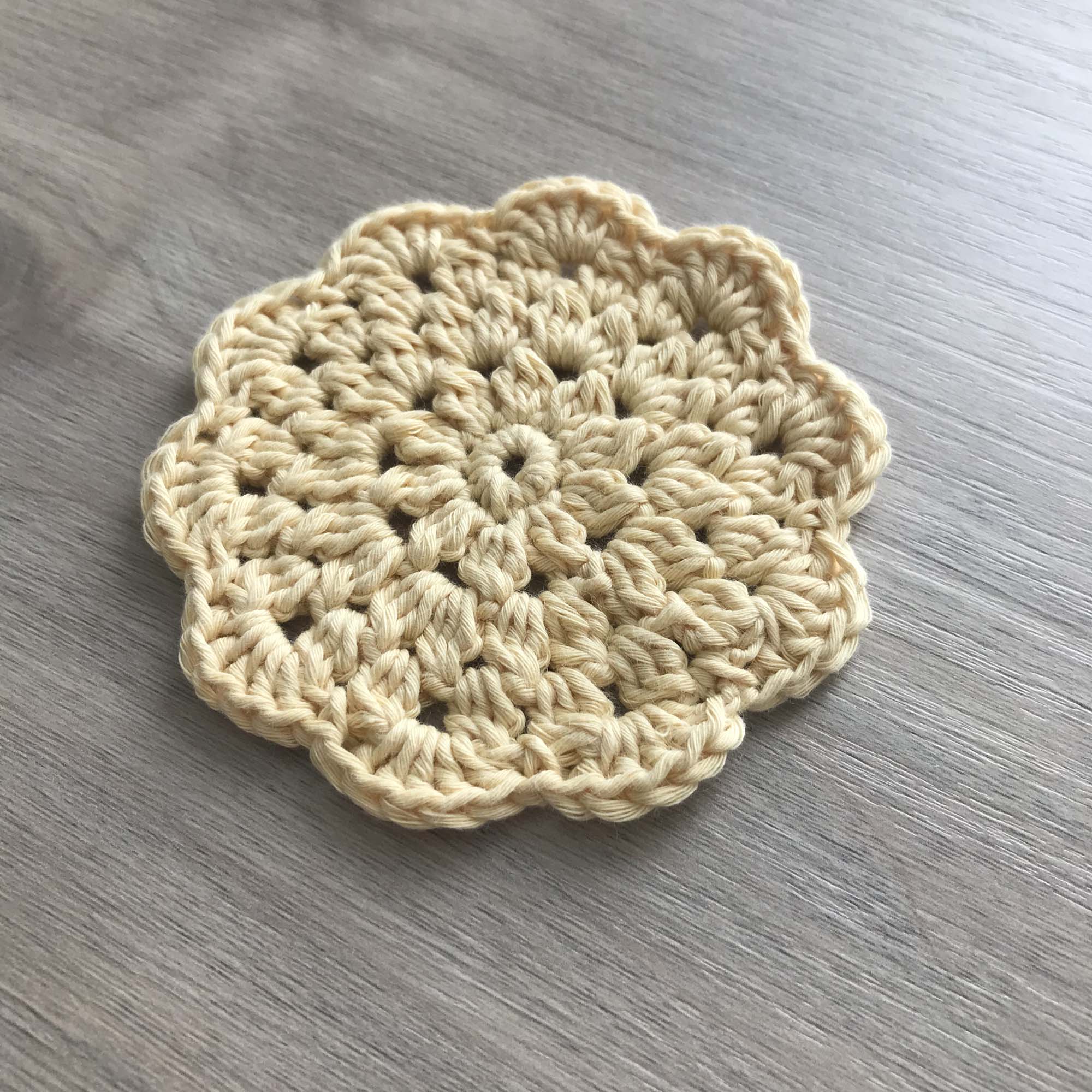 100% Organic Cotton Crochet Coaster - Yellow