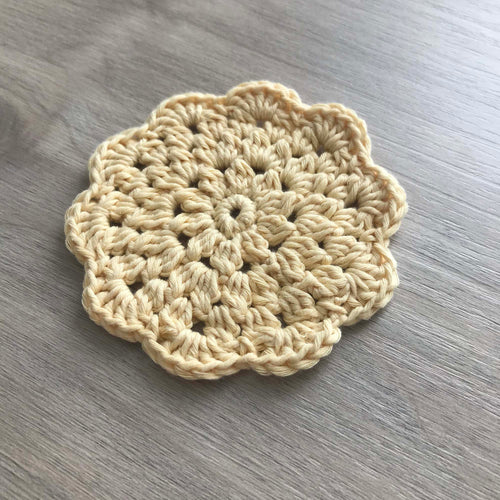 100% Organic Cotton Crochet Coaster - Yellow