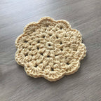 100% Organic Cotton Crochet Coaster - Yellow