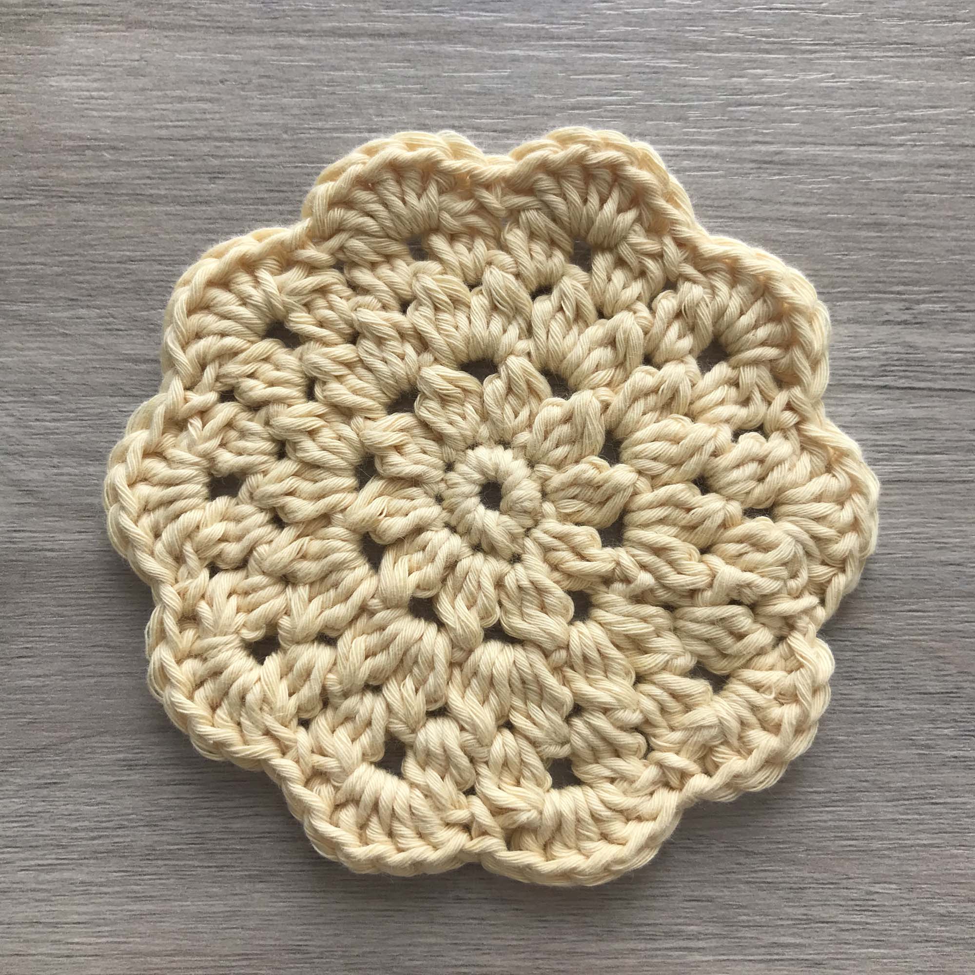 100% Organic Cotton Crochet Coaster - Yellow