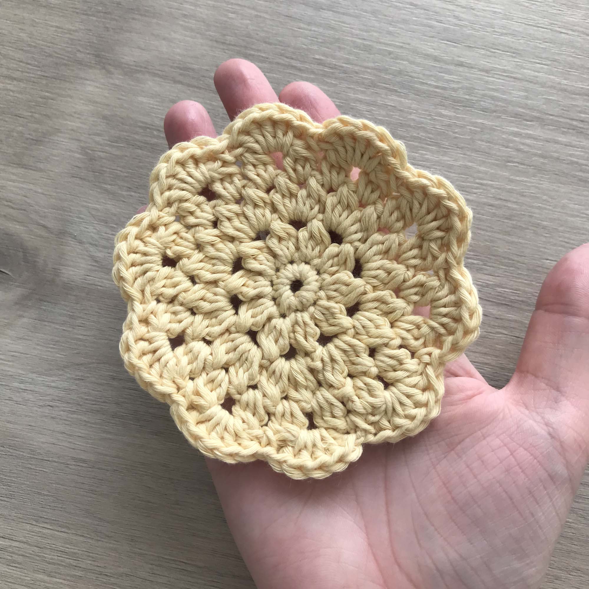 100% Organic Cotton Crochet Coaster - Yellow