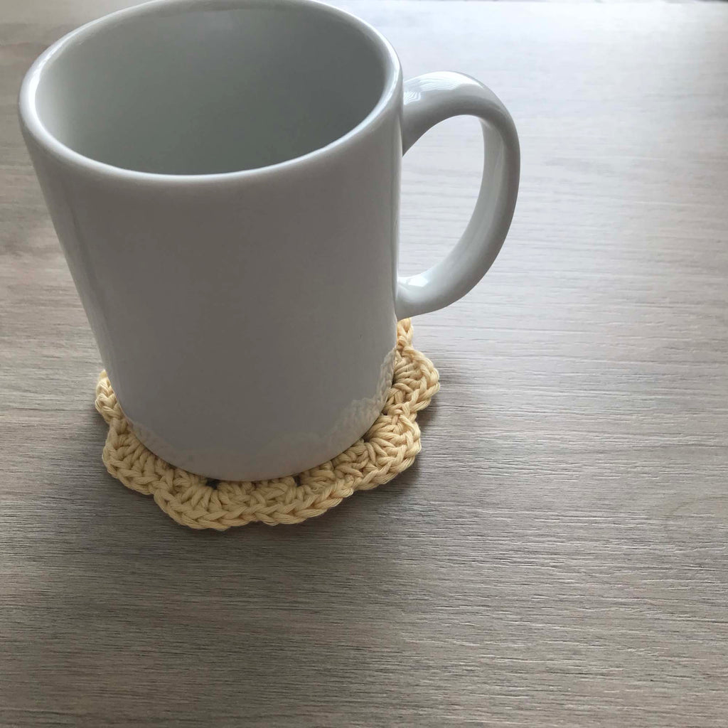 100% Organic Cotton Crochet Coaster - Yellow