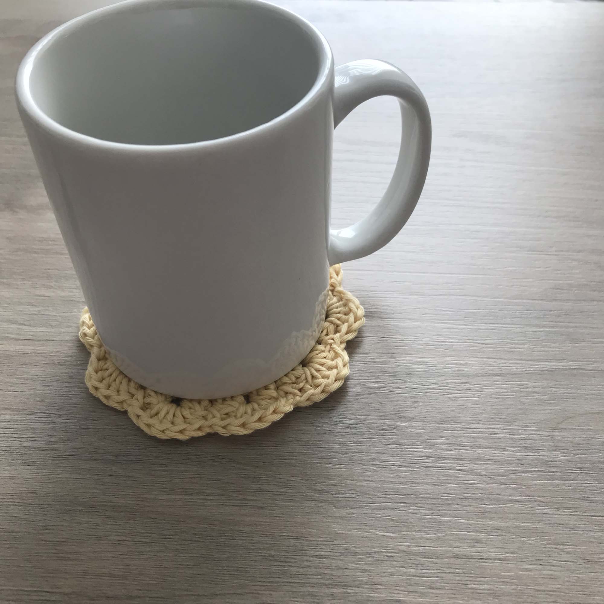100% Organic Cotton Crochet Coaster - Yellow