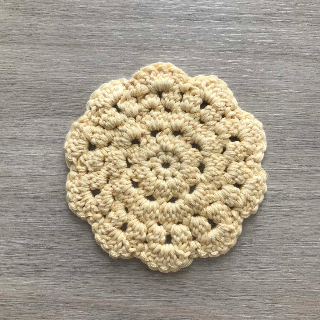 100% Organic Cotton Crochet Coaster - Yellow