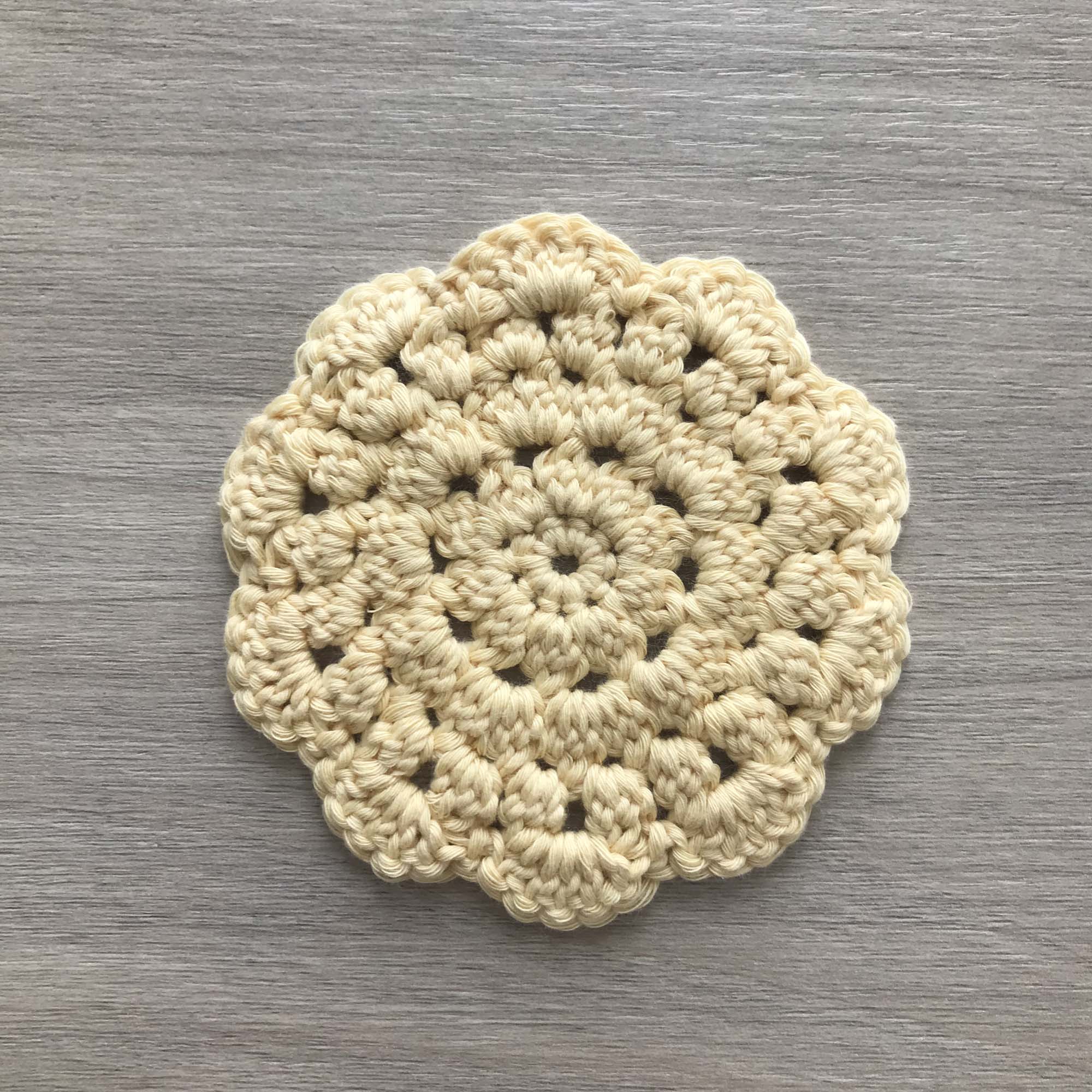 100% Organic Cotton Crochet Coaster - Yellow