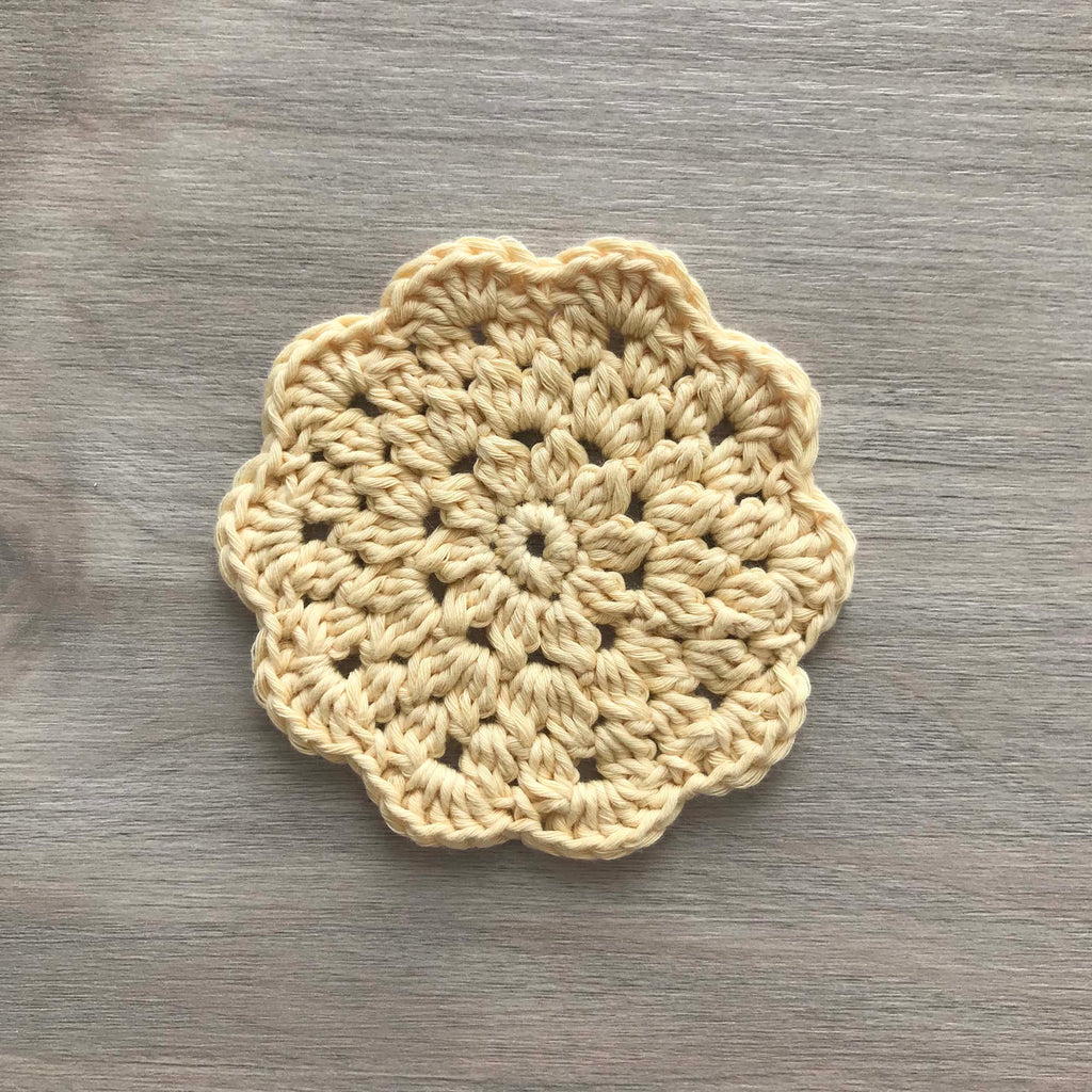 100% Organic Cotton Crochet Coaster - Yellow