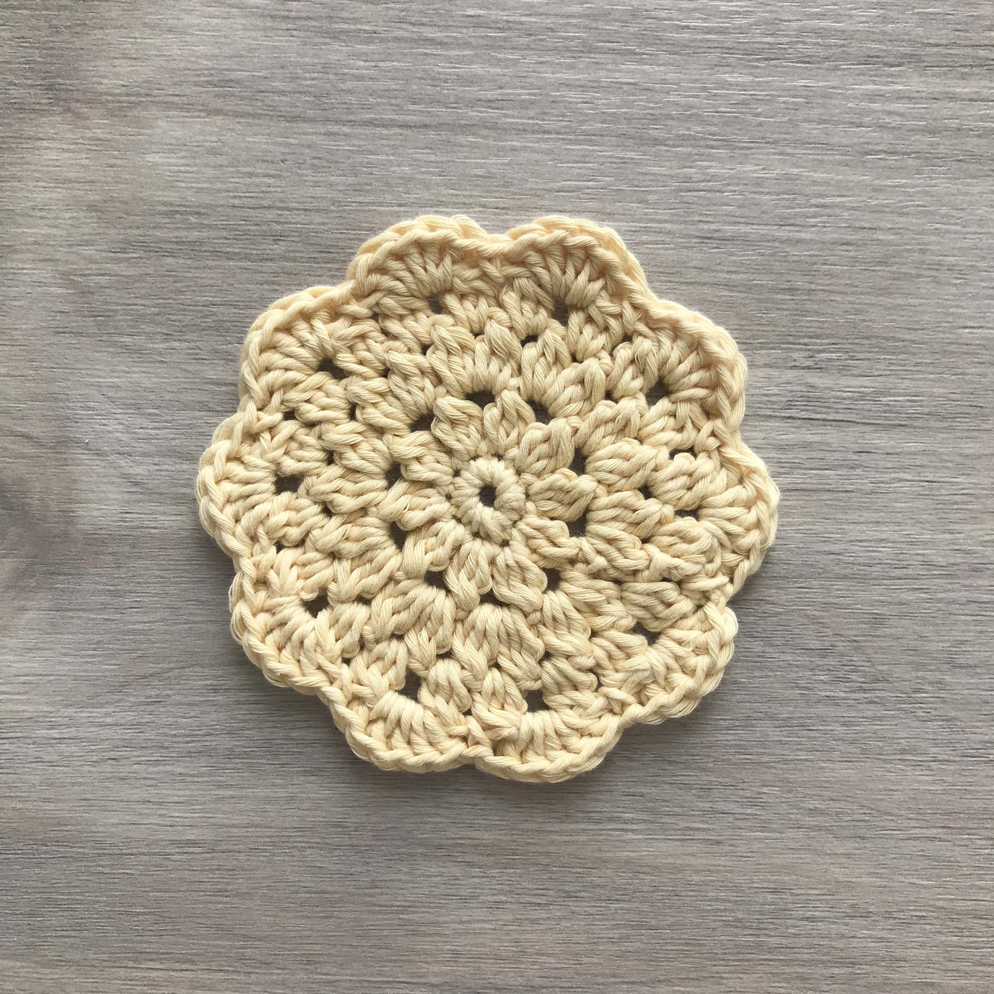 100% Organic Cotton Crochet Coaster - Yellow