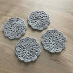 100% Organic Cotton Grey Crochet Coaster - Set of 4